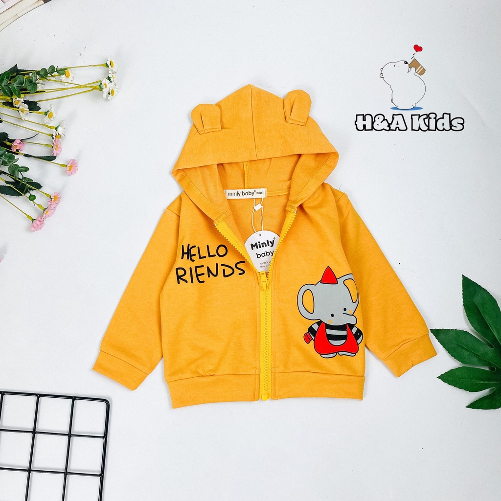 Áo Khoác Chống Nắng Minly Baby Vải Da Cá Dày Dặn, Phối Tai Thỏ Dễ Thương Size 80-170 Cho Bé Từ 8-28kg