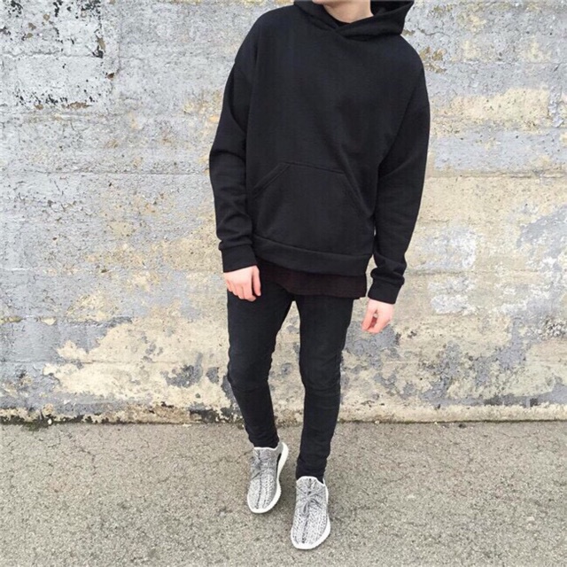 Hoddie nỉ bông đen trơn unisex - Khoác nỉ chui đầu đen basic có nón ( Ảnh thật + Video ) | BigBuy360 - bigbuy360.vn