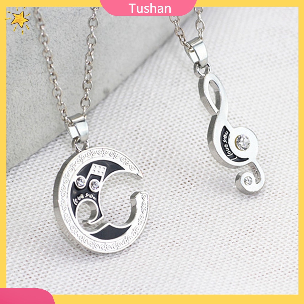 Set 2 vòng cổ Mặt Hình Nốt Nhạc Và Mặt Trăng Cho Cặp Đôi
