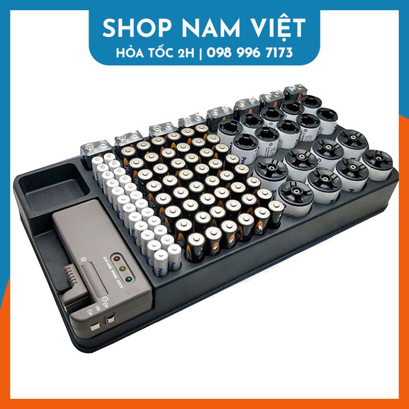Hộp Lưu Trữ Bảo Quản Pin Có Kiểm Tra Dung Lượng Cho Pin AA, AAA, C, D, 9V