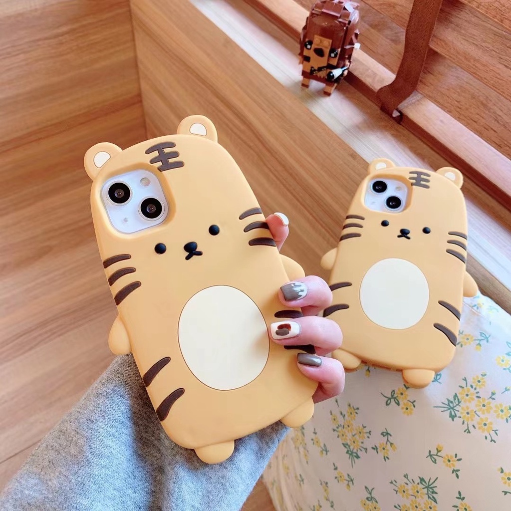 Ốp điện thoại silicon cao su mềm chú hổ hoạt hình cho iPhone 13 Pro Max 12 Pro Max 11 Pro Max 7 8 Plus SE2 XR Xs Max