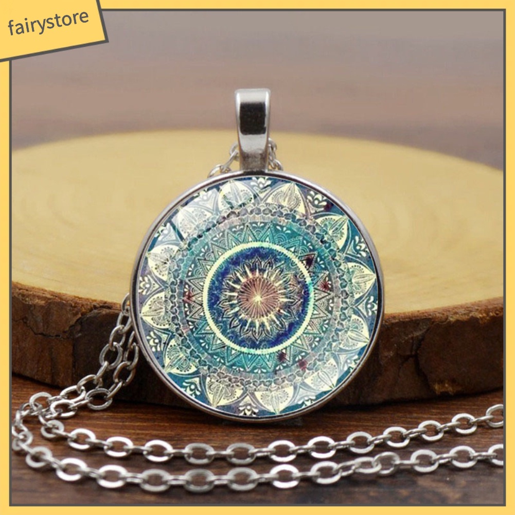 Dây chuyền hợp kim mặt tròn họa tiết hoa độc đáo cho nữ