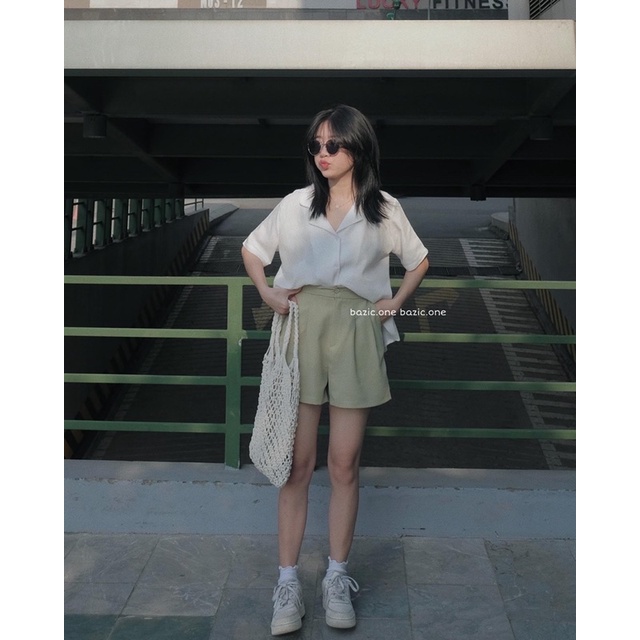 Quần short vải ống rộng nhiều màu, quần short cạp chun sau Bazic one | BigBuy360 - bigbuy360.vn