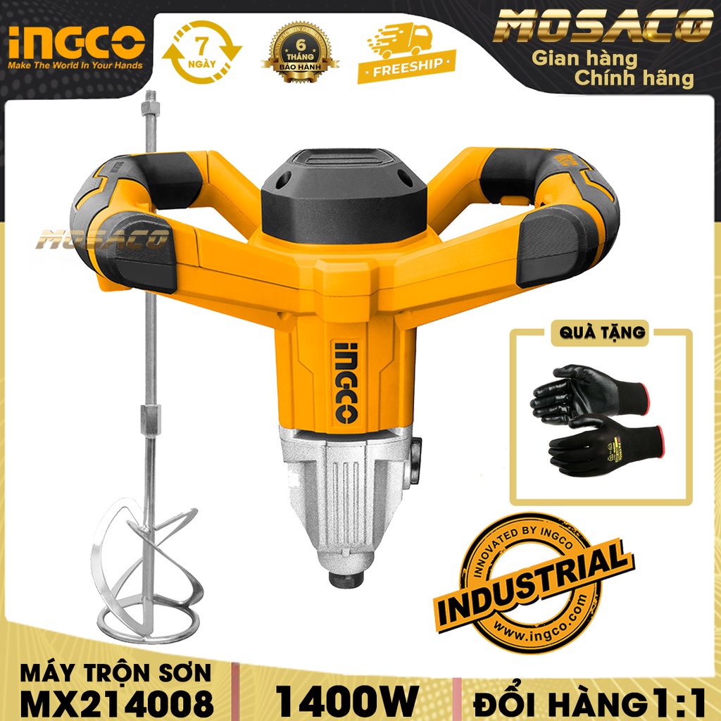 Máy trộn sơn INGCO MX214008 1400W kèm 1 cần trộn sơn. Máy trộn tốc độ không tải 180-460rpm/300-700rpm - MOSACO