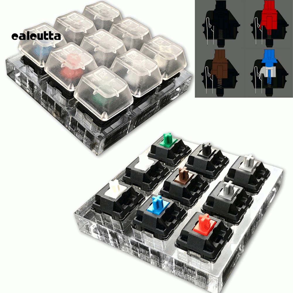 Dụng cụ thử bàn phím bằng acrylic 9 phím nhựa trong suốt cho công tắc Cherry MX