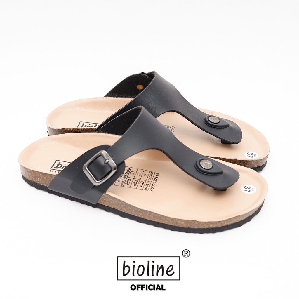 DK07 - Dép Đế Trấu BIOLINE Official Quai Da Bò Tách Ngón Lót Pu Kem Chống Nước