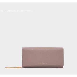 Ví dài nữ chính hãng ♦️FREESHIP♦️ Ví nữ dài cầm tay Charles & Keith màu hồng tím gắn tua vàng