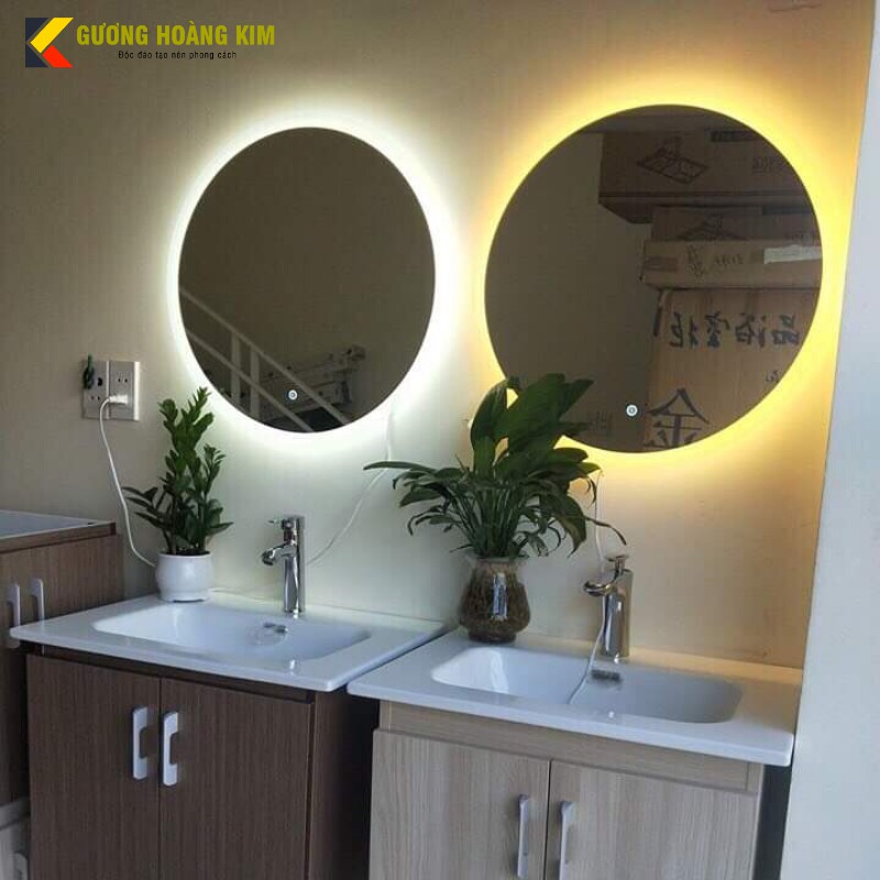 Gương đèn led cảm ứng để bàn trang điểm makeup, gương tròn treo tường nhà tắm phòng wc cao cấp MIRRORTOCTOCHK-0003
