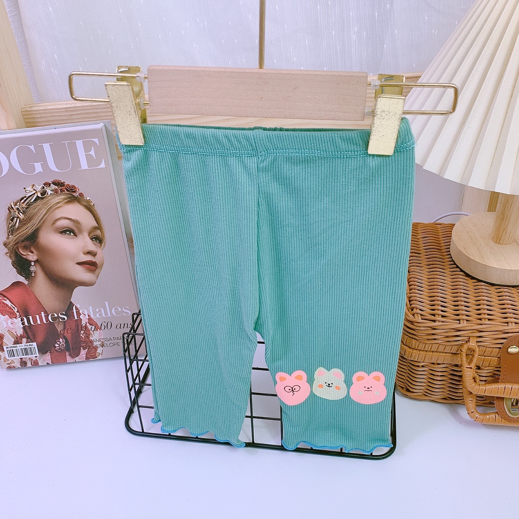 Quần legging gấu cho bé gái, chất liệu cotton tăm mềm mại, 5 màu xinh xắn