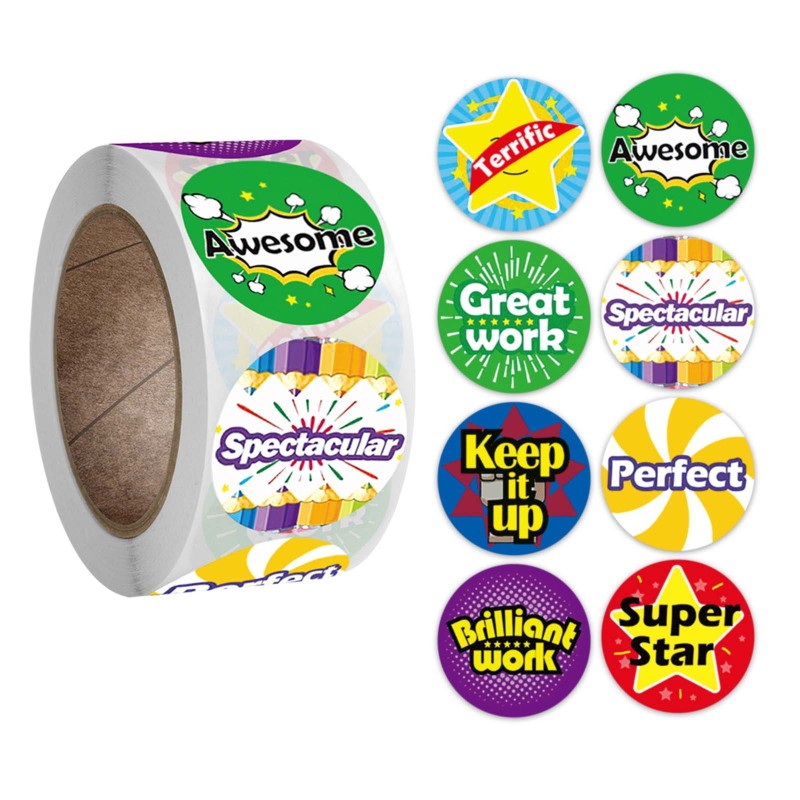 Cuộn 500 Miếng Dán Hoạt Hình Cho Học Sinh