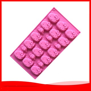 HCM -Khuôn silicon mèo hello kitty 15 ô đổ socola, rau câu, kẹo dẻo dễ thương