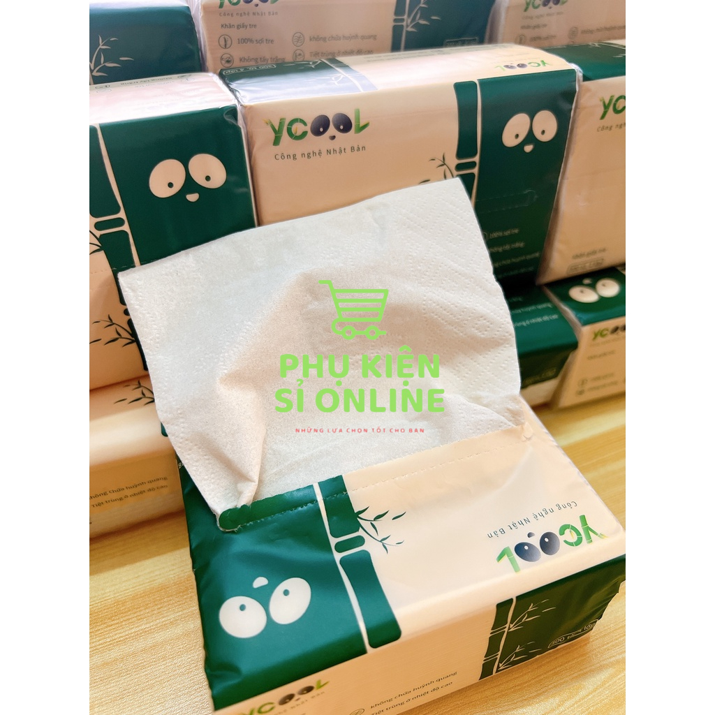 Combo 6/15/30 gói khăn ăn Gấu Trúc YCOOL, khăn giấy rút 4 lớp siêu dai, mềm mịn không hóa chất Store4girls