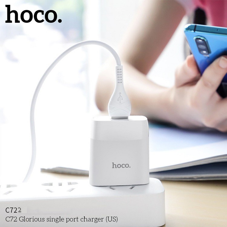 Củ sạc nhanh 🔥FREESHIP50K🔥 Hoco C72 - 1 cổng USB cho Iphone, Samsung, Huawei,..- chính hãng