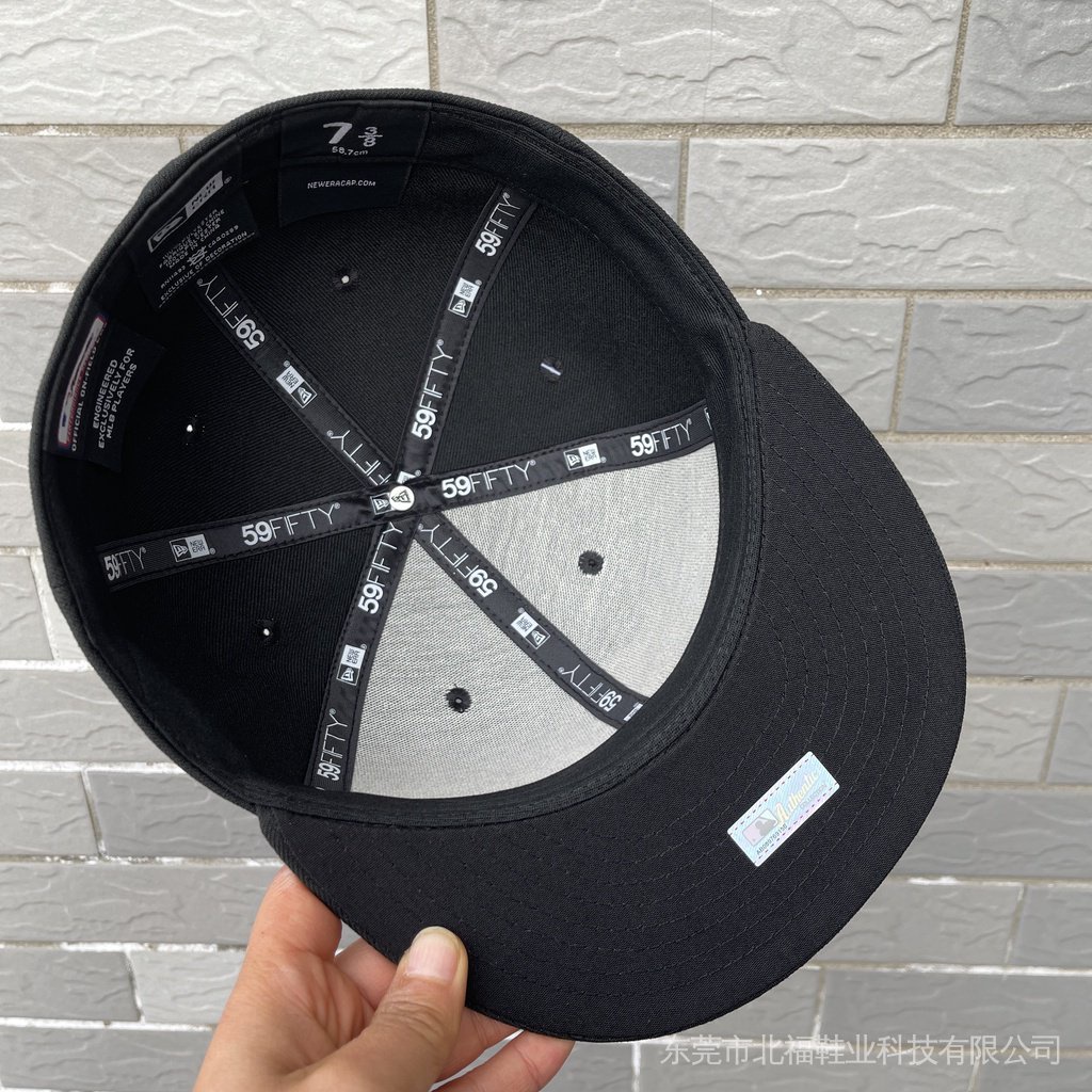 ♫Black MLB Players Style Chicago White Sox Baseball Cap Fully closed overcast Hat Flat Brim 84ND.