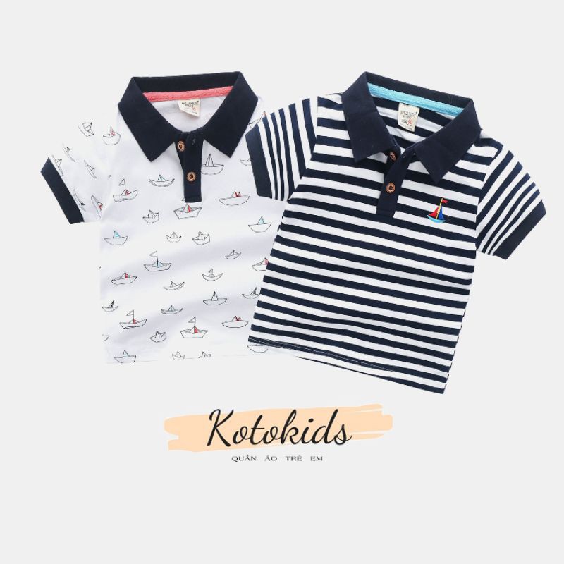 Áo POLO bé trai WELLKIDS hình thuyền áo thun cho bé chất cotton hàng xuất Âu Mỹ