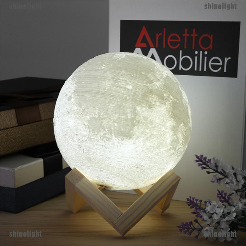 [Shine] rechargeable touch switch 3d print moon lamp led night light home creative decor [LT]