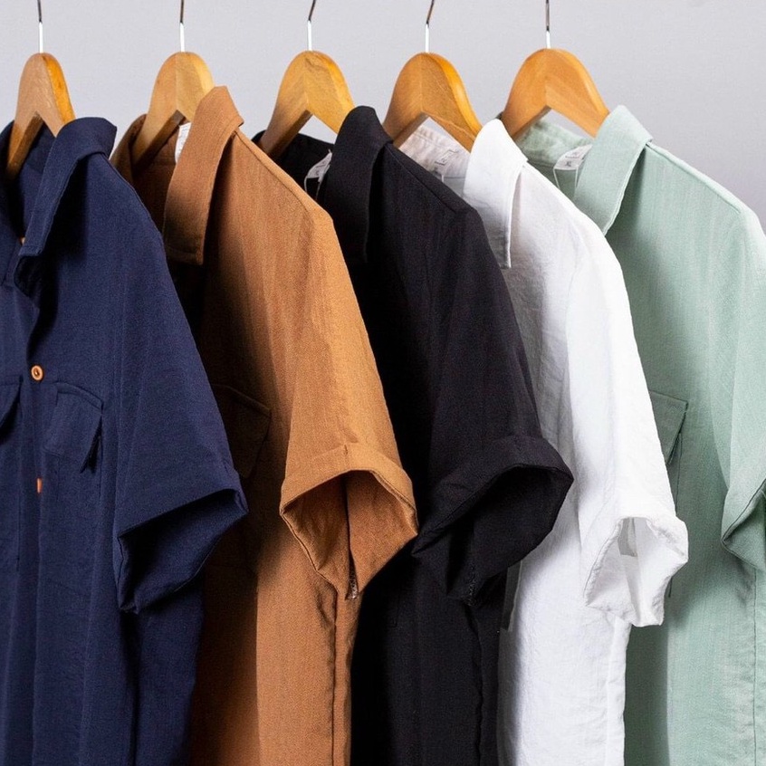 Áo sơ mi nam cộc tay phối túi chất đũi mặc cực mát - 𝑨𝒓𝒖 𝑺𝒉𝒐𝒑