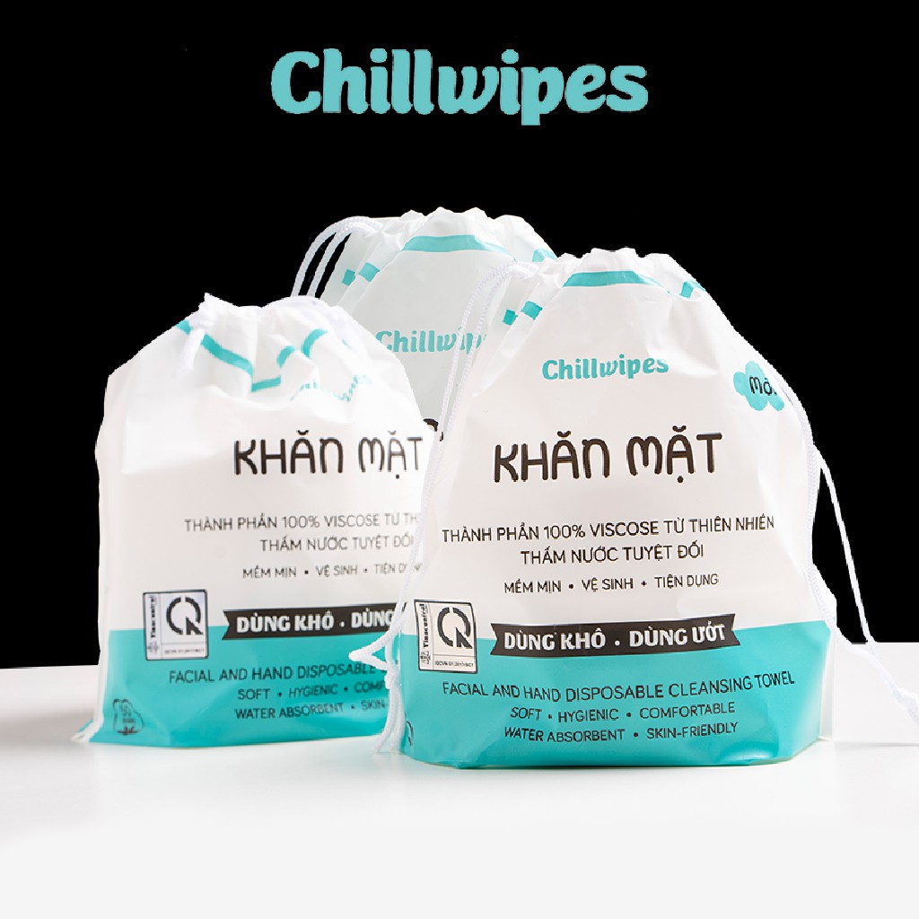 Khăn mặt khô Chillwipes dùng 1 lần lau khô, lau ướt - Giấy lau mặt dùng một lần