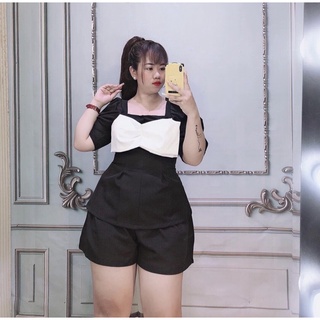 (SHOP NÀNG BÉO 50kg đến 90kg ) SET NƠ NGỰC PEPLUM+QUẦN