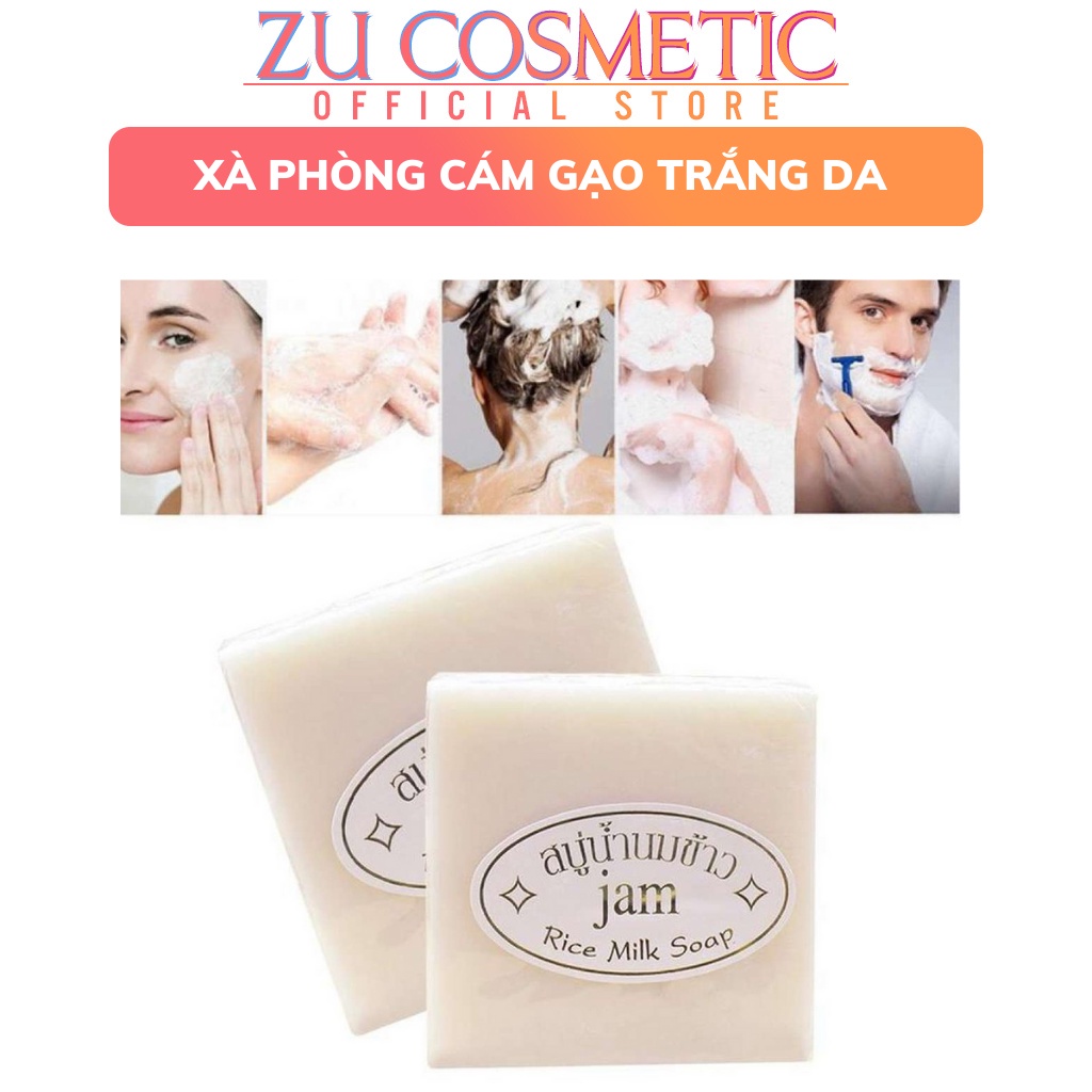 Xà Phòng Cám Gạo Thái Lan Xà Phòng Trắng Da Jam Rice Milk Soap Bánh Vuông 65gr