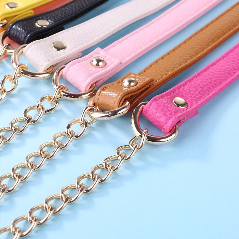 Dây Đeo Túi Xách DIY Bằng Da PU Có Xích Kim Loại 120cm