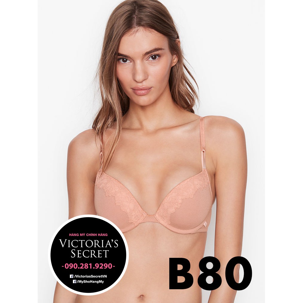 Vic USA 36B, B80 - Áo lót màu be, nude phối ren , nâng ngực, Sexy Tee, Beige - Victoria's Secret