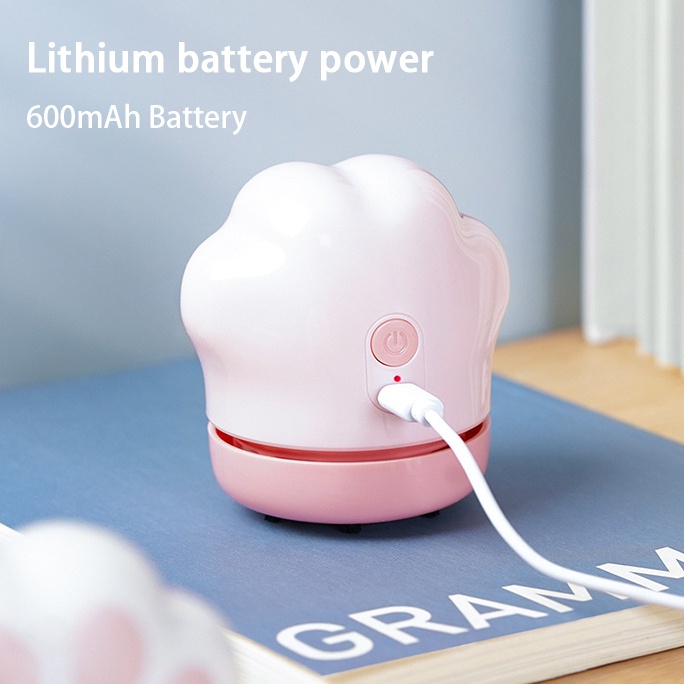 Máy Hút Bụi Mini Hình Bàn Chân Mèo Kèm Sạc USB Tiện Dụng Cho Trường Học/ Văn Phòng