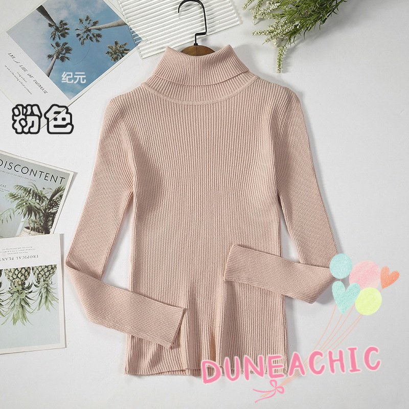 DUNEA Áo sweater dệt kim cổ lọ thời trang dành cho nữ với 23 màu sắc lựa chọn