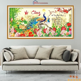 Tranh đính đá vợ chồng công 1m20 x 60cm