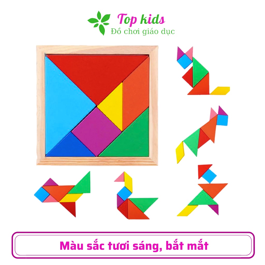 Xếp hình gỗ tangram đồ chơi xếp gỗ montessori thông minh trí tuệ cho bé trai bé gái - TOPKIDS