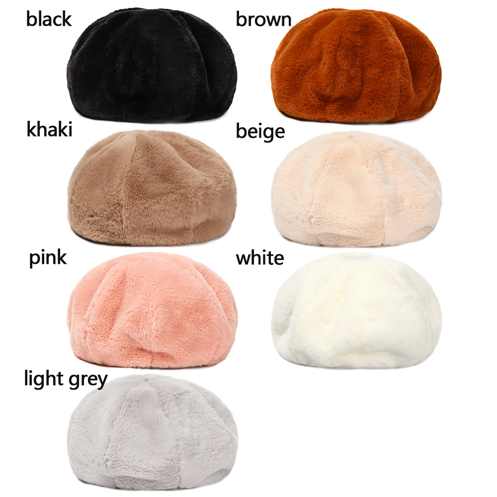 Mũ beret lông màu trơn kiểu dáng cổ điển độc đáo dành cho nữ