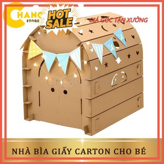 Nhà bìa carton cho bé siêu đẹp chắc chắn, nhà lắp ghép thông minh cho bé lều đồ chơi cho bé