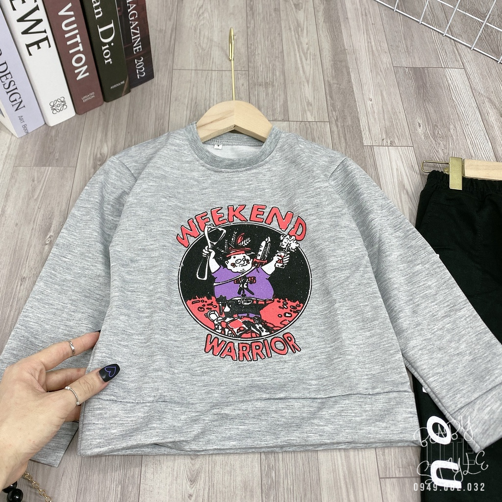 Bộ quần áo nỉ thu đông &quot;WEEKEND&quot; 14-45kg cho bé gái 4-15 tuổi. Thiết kế đẹp, vải dày dặn. G43