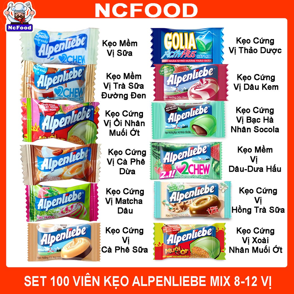 [SET 100 VIÊN] Kẹo Alpenliebe Mix 10-12 Vị (NCFOOD)