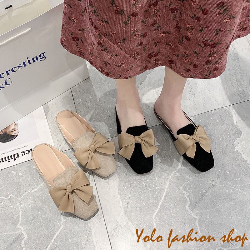 Giày lười slip on nữ kiểu dáng đơn giản thắt nơ xinh xắn -GL17 | BigBuy360 - bigbuy360.vn