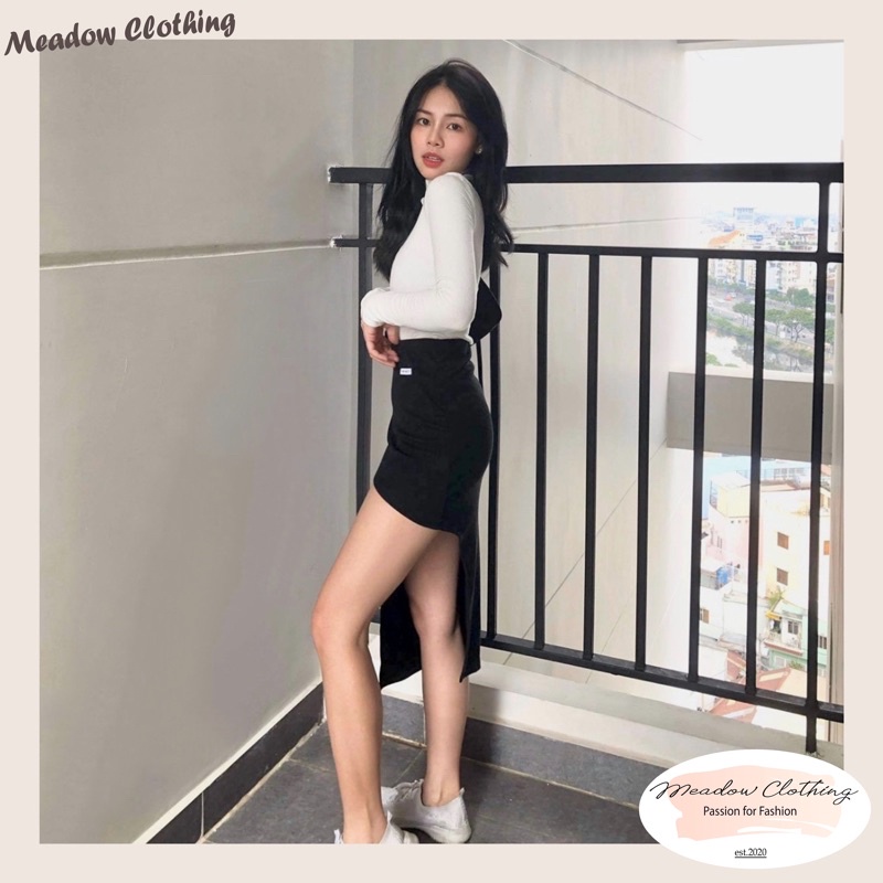 Lita Skirt - Chân váy thun gân co giản tốt, xẻ tà cao ✨