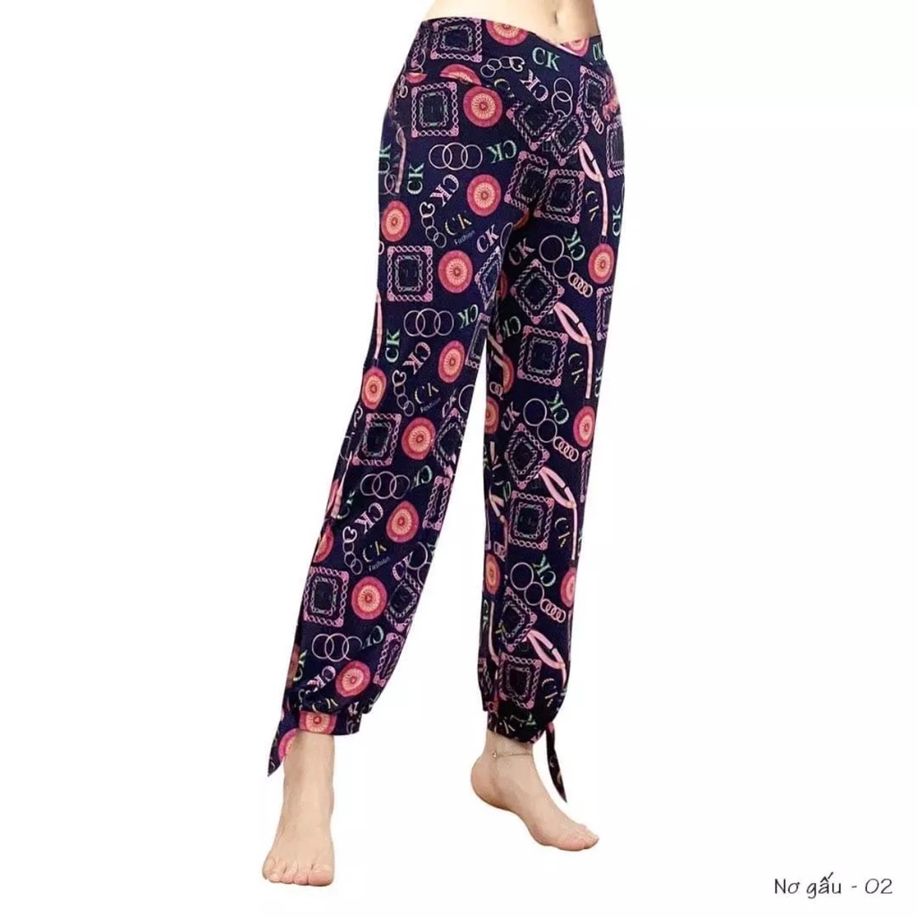 Quần Tập Yoga Bo Gấu, Vải Co Giãn Cao Cấp, Dáng Thụng, Cạp Chéo, Họa Tiết Độc Đáo, hãng Lynk’s Clothes