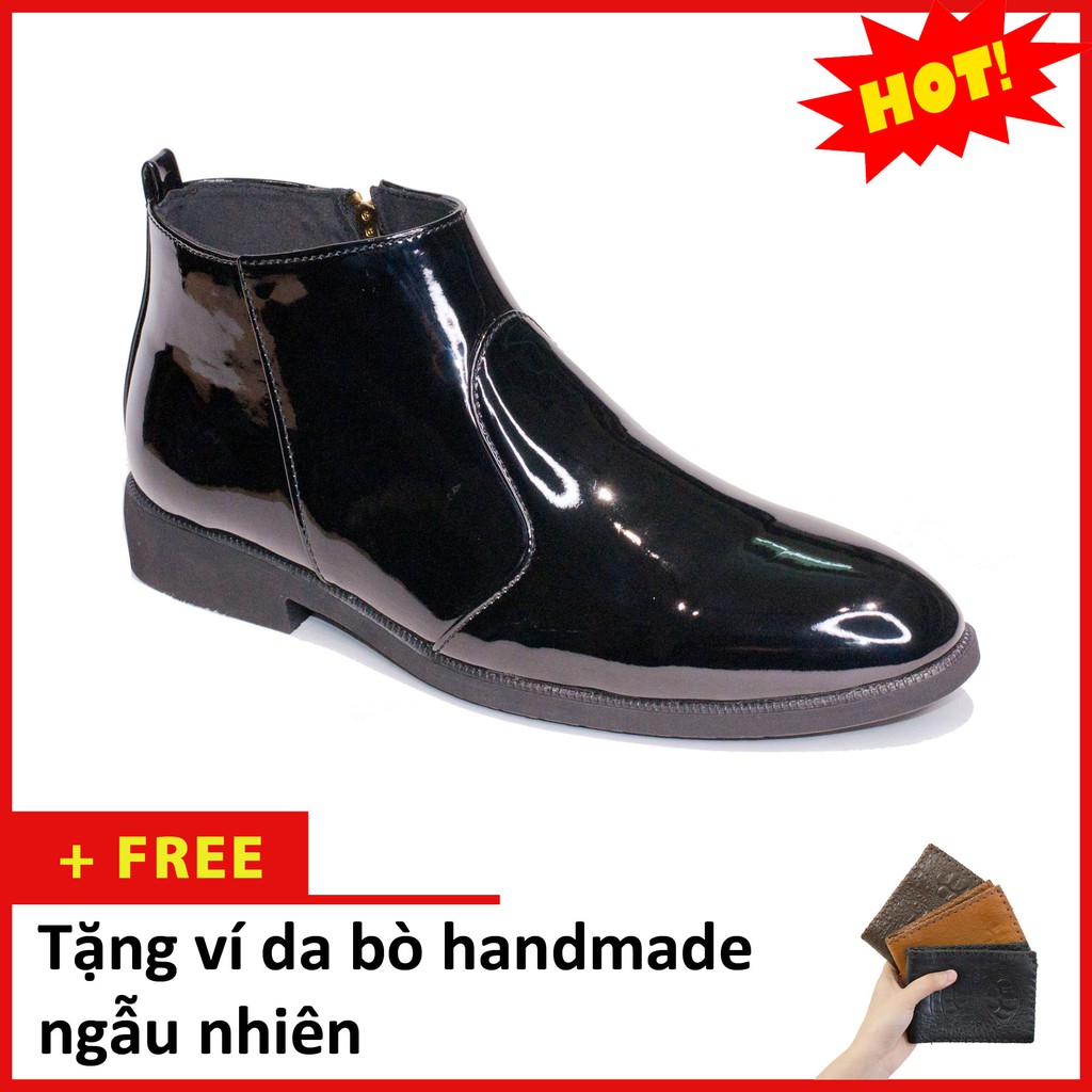 Giày Da Nam AROTI Chealsea Boot Cao Cổ Chất Đẹp Cao Cấp,Đế Khâu Siêu Bền, Tăng Chiều Cao 3cm Form Hàn Đủ size  CB521-B