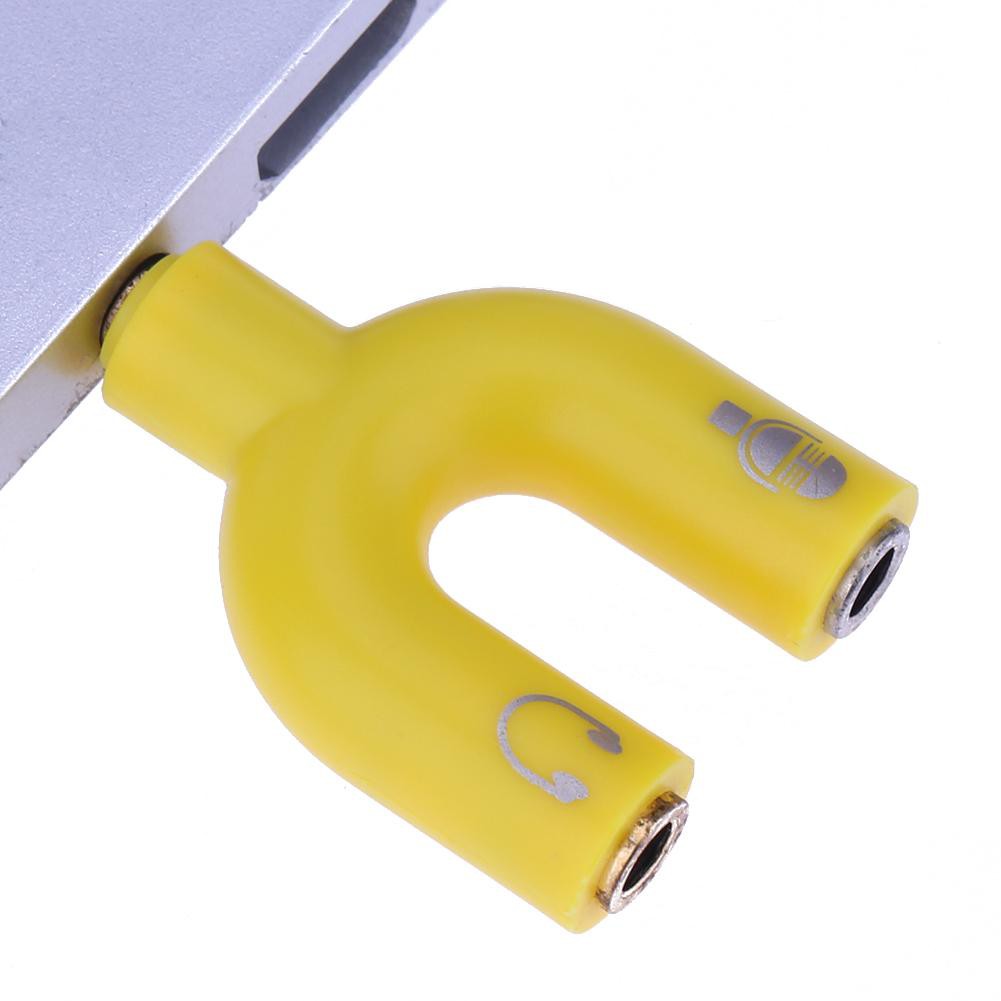 Đầu giắc chuyển đổi tai nghe chia chữ U 2 hướng âm thanh nổi 3.5mm