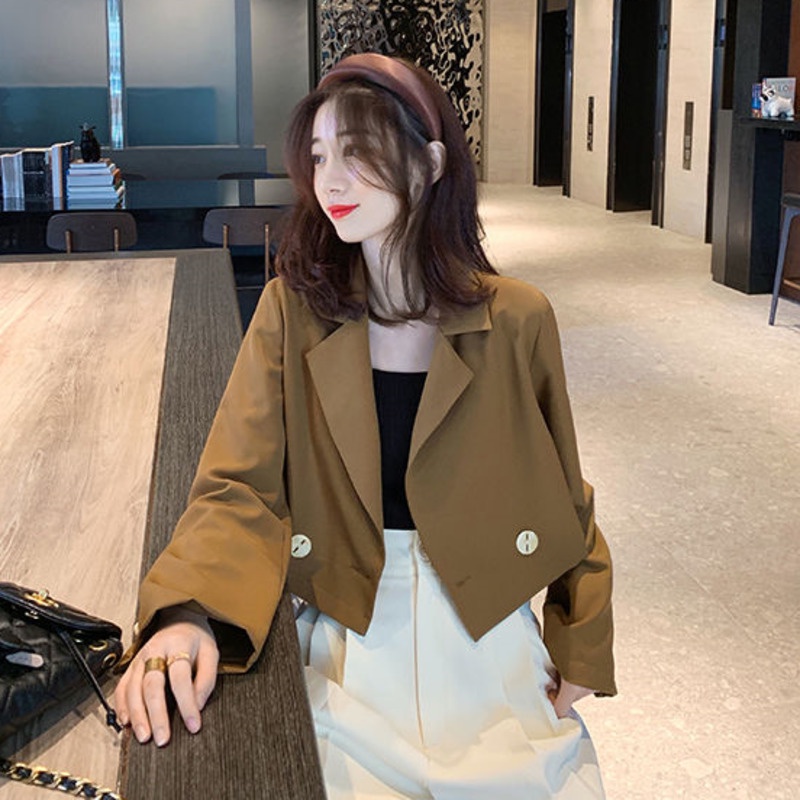 Áo Khoác Vest Tay Dài Phong Cách Hàn Quốc Size M-4xl 164482 Áo Khoác Dáng Ngắn Phong Cách Retro Thời Trang