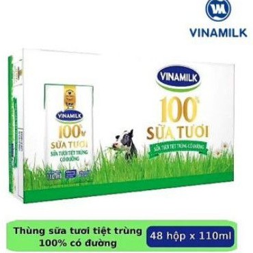 Sữa VINAMILK 100%con bò 110ml×48hộp có và ít đường