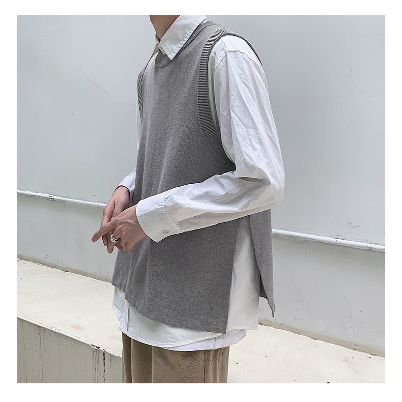 Áo Len Không Tay Thời Trang Thu Đông Phong Cách Hàn Quốc Size M-2XL Với 3 Màu Tùy Chọn Cho Nam