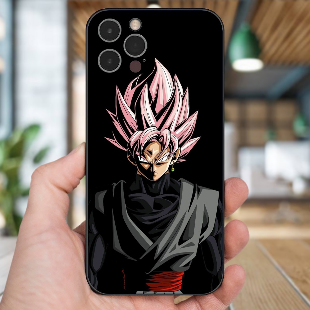 Ốp lưng iPhone 12 Pro dẻo đen cạnh vuông in hình Goku Dragon Ball