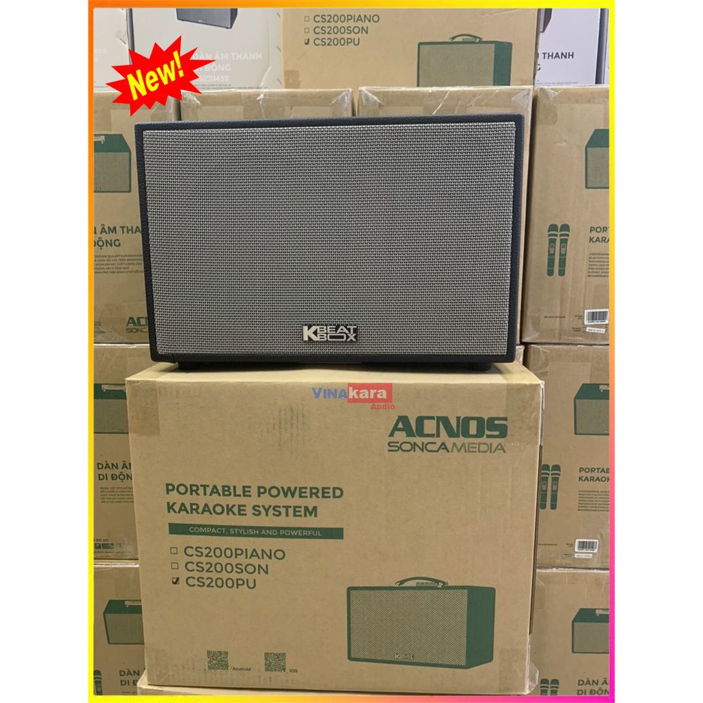Loa kéo xách tay ACNOS KBEATBOX CS200PU, loa Karaoke mini di động cao cấp - Hàng chính hãng