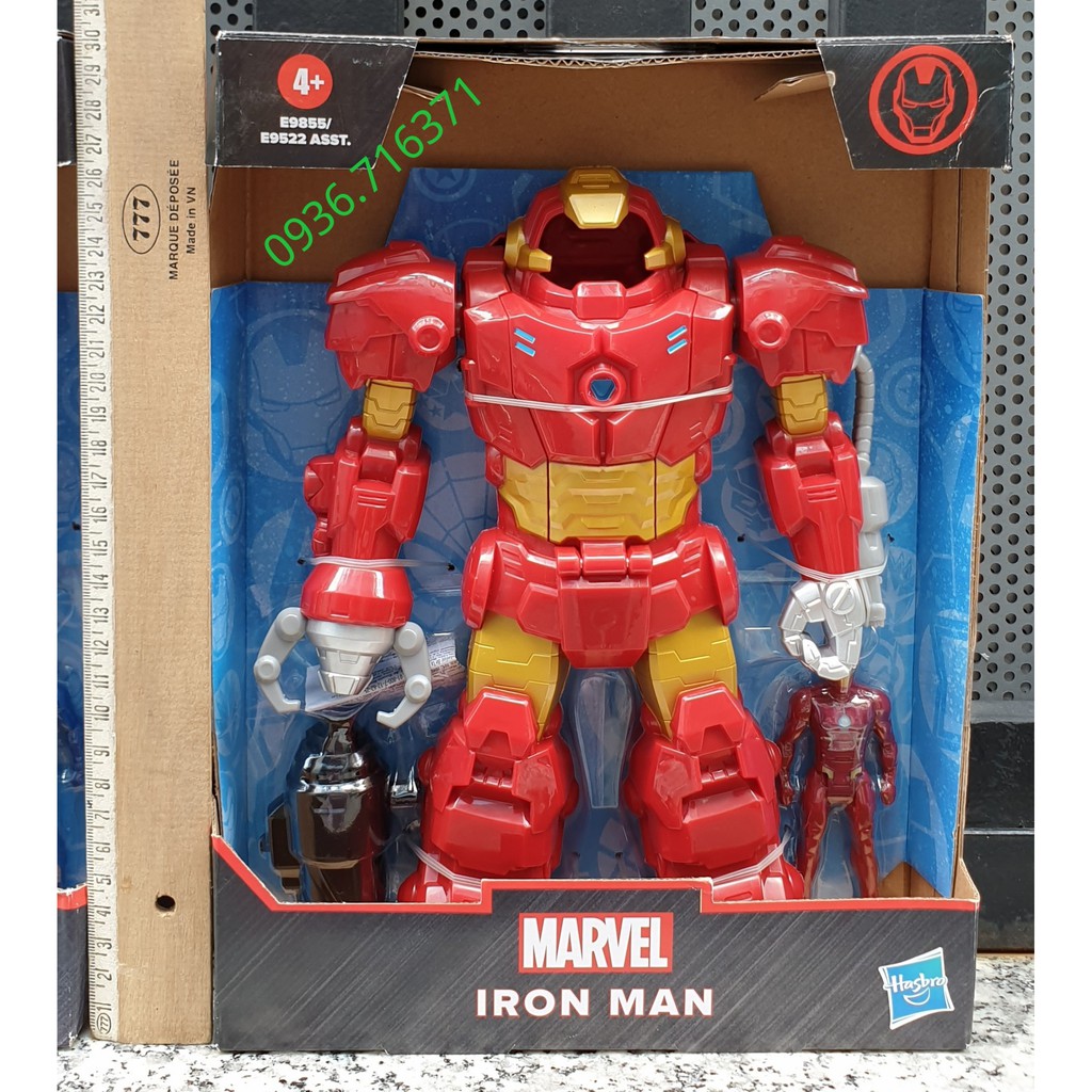 Mô hình nhân vật Robot 2 trong 1 Marvel Super Hero Adventures cao 26cm hàng Hasbro