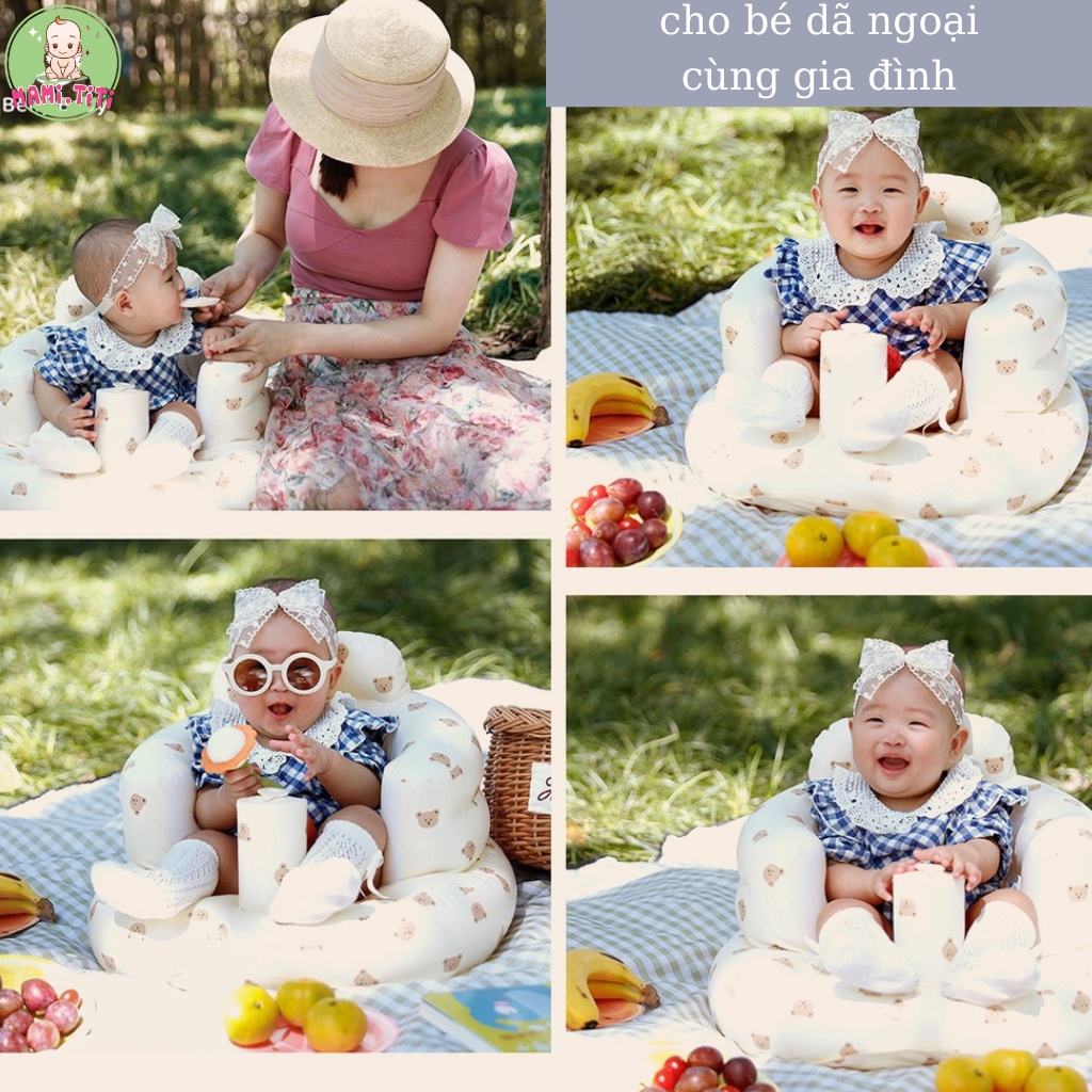 Ghế tập ngồi cho bé Bơm Hơi Tự Động Chống Ngã Cao Cấp, Ghế Hơi Tập Ngồi Phong Cách Hàn Quốc