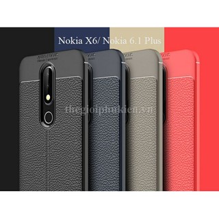 Ốp lưng nokia x6 2018, nokia 6.1 plus silicon giả da, chống sốc auto focus