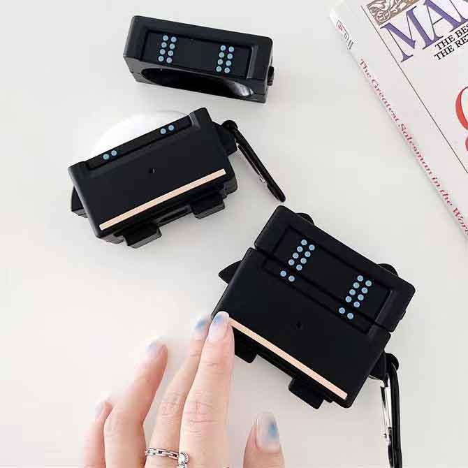 Vỏ Bảo Vệ Hộp Sạc Tai Nghe Airpods 1 / 2 / 3 / pro Bằng Silicon Hình Robert Đen Dễ Thương