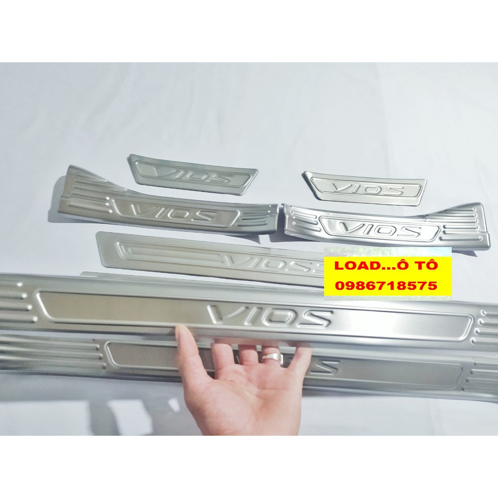 Ốp bậc cửa, Nẹp Bước Chân Xe Toyota Vios 2023-2019 Trong, Ngoài Hàng Inox, Ốp bậc chân Vios