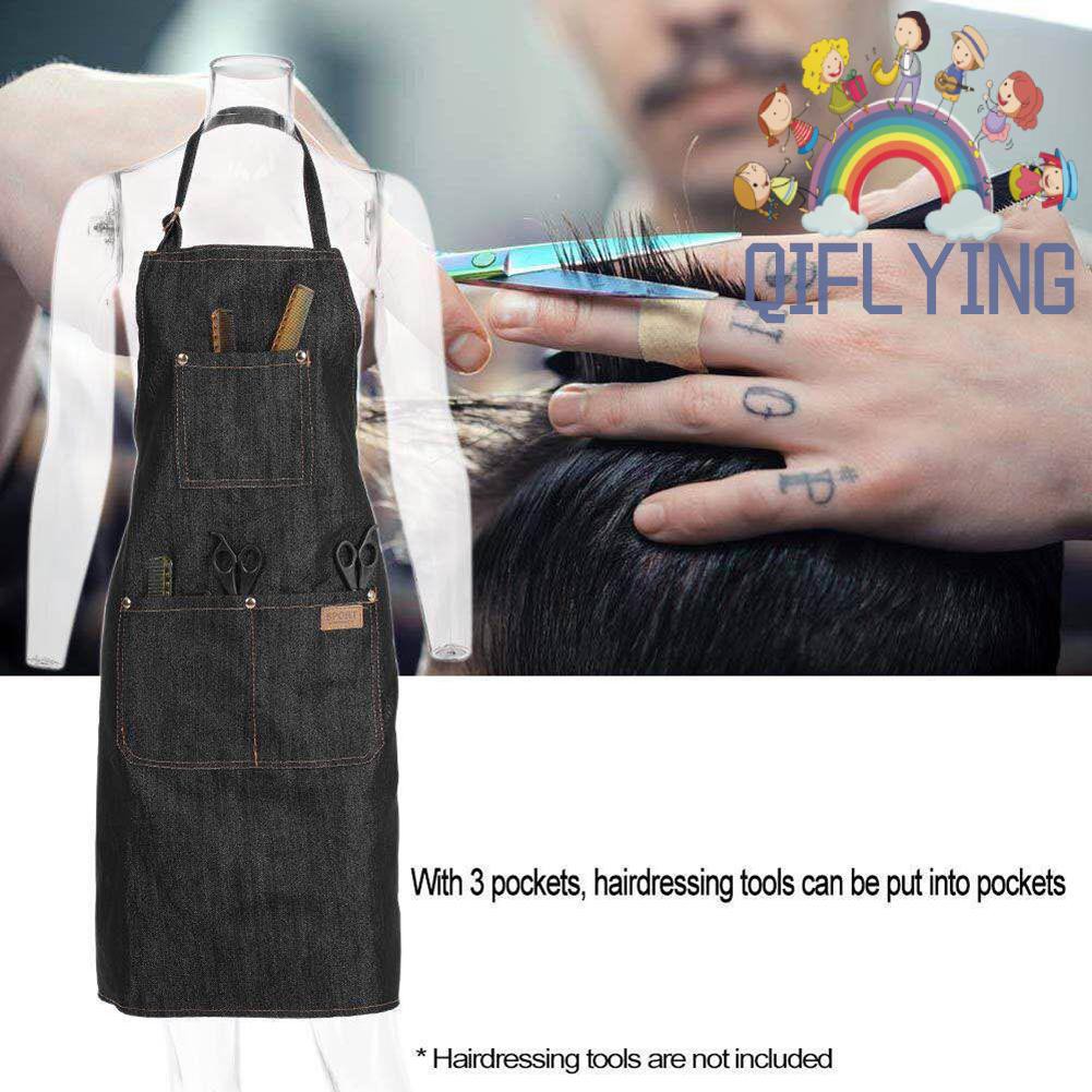 Tạp dề cắt tóc denim có thể điều chỉnh chuyên dụng cho cửa tiệm